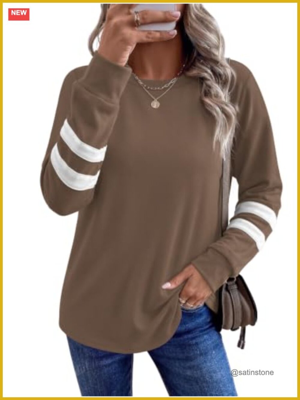 Womens Long Sleeve Tunic Sweatshirt Crewneck Lightweight Pullover